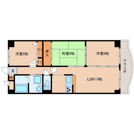 五位堂駅 徒歩3分 1階の物件間取画像